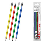 Набор из 4 чернографитных карандашей пластиковых ErichKrause Classic triangle, трехгранных, с ластиком, HB (в пакете)