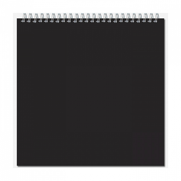 БЛОКНОТ-СКЕТЧБУК 20 Л, 280*280, QUADRO SUPERBIG BLACK, МЕЛ. КАРТОН, БУМ. ЧЕР. НА ГРЕБНЕ /10/