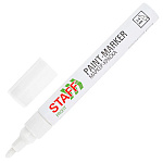 МАРКЕР-КРАСКА STAFF PROFIT, 2-4ММ, ЛАКОВЫЙ, НИТРО-ОСНОВА, БЕЛЫЙ /12/