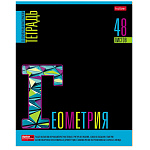 ТЕТРАДЬ 48 Л, КЛ. ТЕМ. ХАТБЕР. ЯРКОЕ НА ЧЕРНОМ. ГЕОМЕТРИЯ, МЕЛ. ВЫБ. ЛАК, СПРАВ. СКОБА /10/100/