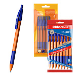 Набор из 8 ручек шариковых автоматических ErichKrause R-301 Matic&Grip Orange 0.7, цвет чернил синий (в пакете)