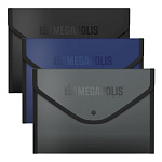 КОНВЕРТ ПЛАСТ. НА КНОПКЕ, А4+, ЕRICHКRAUSE MEGAPOLIS, 0.6 ММ, ОБШИТ. НЕПРОЗР. АССОРТИ /4/68/ РФ