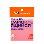 БЛОК Д/ЗАПИСИ 76*76 ММ, 100Л, WORKMATE, ПАСТЕЛЬНО-РОЗОВЫЙ /12/384/