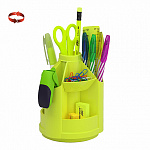НАСТОЛЬНЫЙ НАБОР ERICH KRAUSE® MINI DESK. NEON SOLID, ВРАЩАЮЩИЙСЯ, ЖЕЛТЫЙ /8/