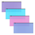 КОНВЕРТ ПЛАСТ. НА МОЛНИИ, ERICHKRAUSE FIZZY VIVID TRAVEL ZIP, 0,14 ММ, АССОРТИ /12/ РФ