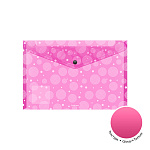 КОНВЕРТ ПЛАСТ. НА КНОПКЕ, A4, ERICHKRAUSE NEON DOTS, 0.18 ММ, АССОРТИ /12/240/