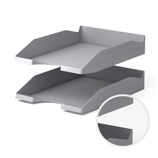 ЛОТОК ГОРИЗ. 2-ОЙ ERICHKRAUSE OFFICE, СЕРЫЙ, МОНОЛИТ /1/10/ РФ