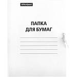 ПАПКА ДЛЯ БУМАГ НА ЗАВЯЗКАХ, А4, 260 Г/М, OFFICE SPACE, ДО 200 Л, БЕЛАЯ, НЕМЕЛ. /200/