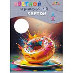 КАРТОН ЦВЕТНОЙ А4, 08 Л, 08 ЦВ. ПЕРЛАМУТРОВЫЙ ПОНЧИК, ПЕРЛАМУТРОВЫЙ, МЕЛ. /60/