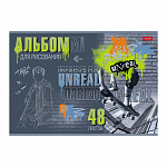 АЛЬБОМ Д/РИС. 48 Л. А4, ХАТБЕР. НЕРЕАЛЬНО СМЕЛЫЙ, 3D ФОЛЬГА, МАТ. ЛАМ. НА СКОБЕ /6/30/