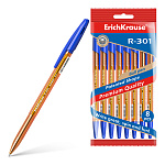 Набор из 8 ручек шариковых ErichKrause R-301 Stick Amber 0.7, цвет чернил синий (в пакете)