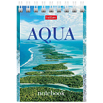 БЛОКНОТ 60 Л, А7, КЛ, AQUA, МЕЛ. КАРТ. ОБЛ. НА ГРЕБНЕ /78/