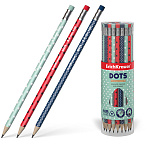 КАРАНДАШ Ч/Г ERICHKRAUSE DOTS, HB, ТРЕХГРАН. С ЛАСТИКОМ, ЗАТОЧЕН. АССОРТИ, ТУБУС /42/252/2016/