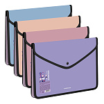 КОНВЕРТ ПЛАСТ. НА КНОПКЕ, A4, ERICHKRAUSE MATT MANGA, 0,6 ММ, ОБШИТЫЙ, НЕПРОЗР. АССОРТИ /4/64/ РФ