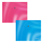 КОНВЕРТ ПЛАСТ. НА КНОПКЕ, B5, ЕRICH КRAUSE® ТЕКСТУРА ЗЕРКАЛО ЖВАЧКА, 0,18 ММ, НАБОР 04ШТ, АССОРТИ /3