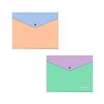 КОНВЕРТ ПЛАСТ. НА КНОПКЕ, A5+, ERICHKRAUSE MATT PASTEL, 0,18 ММ, КАРМАН, НЕПРОЗР. АССОРТИ /12/504/ Р