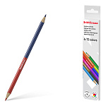 Цветные карандаши деревянные ErichKrause Bicolor трехгранные двусторонние 12 цветов (в коробке с европодвесом 6 шт)