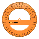 ТРАНСПОРТИР 12 СМ, 360 ГРАДУСОВ, ERICHKRAUSE NEON, ПРОЗРАЧНЫЙ /20/240/ РФ