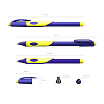 Набор из 2 ручек шариковых ErichKrause ErgoLine® Kids Stick&Grip Neon 0.5, Super Glide Technology, цвет чернил синий, желтый грип (в пакете)