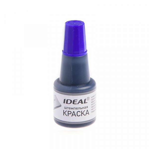 КРАСКА ШТЕМПЕЛЬНАЯ IDEAL, 24 МЛ, СИНЯЯ /24/360/