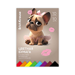 БУМАГА ЦВЕТНАЯ A4, 10 Л, 10 ЦВ. ERICHKRAUSE ФРЕНЧ, ОДНОСТОРОН. МЕЛ. НА КЛЕЮ /10/70/