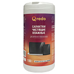 САЛФЕТКИ QREDO ЧИСТЯЩИЕ, ДЛЯ ЭКРАНОВ И МОНИТОРОВ, 100 ШТ, В ТУБЕ /12/41-4596