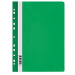 СКОРОСШИВАТЕЛЬ ПЛАСТ. А4, СТАММ, 120 МКМ, ПРОЗР. ВЕРХ, ПЕРФ. ЗЕЛЕНЫЙ /10/100/