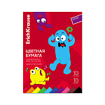 БУМАГА ЦВЕТНАЯ A4, 10 Л, 10 ЦВ. ERICHKRAUSE ВЕСЕЛЫЕ ДРУЗЬЯ, ОДНОСТОРОН. МЕЛ. НА КЛЕЮ /10/70/