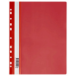 СКОРОСШИВАТЕЛЬ ПЛАСТ. А4, СТАММ, 160 МКМ, ПРОЗР. ВЕРХ, ПЕРФ. КРАСНЫЙ /10/РФ