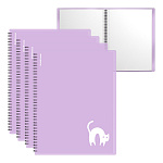 Папка файловая пластиковая на спирали ErichKrause Pastel Bloom Cats, с 20 прозрачными карманами, A4, фиолетовый, ассорти (в пакете по 4 шт.)