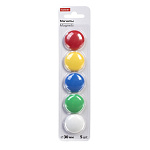 МАГНИТЫ ДЛЯ ДОСКИ 30 ММ, 5 ШТ/УПАК. ХАТБЕР, ЦВЕТНЫЕ, БЛИСТЕР, Е/П /