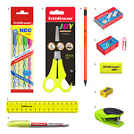 НАСТОЛЬНЫЙ НАБОР ERICH KRAUSE® MINI DESK. NEON SOLID, ВРАЩАЮЩИЙСЯ, ЖЕЛТЫЙ /8/