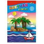 БУМАГА ЦВЕТНАЯ A5, 08 Л, 08 ЦВ. КОРАБЛИК ,ОДНОСТОРОН.НЕМЕЛ. /100/