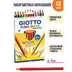 КАРАНДАШИ ЦВ. 12 ШТ. GIOTTO ELIOS GIANT, ПОЛИМЕРНЫЕ, УТОЛЩЕННЫЕ /24/