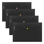 КОНВЕРТ ПЛАСТ. НА КНОПКЕ, A4, ЕRICHКRAUSE MATT ACCENT, 0,18 ММ, НЕПРОЗР. ЧЕРНЫЙ /12/240/ РФ