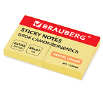 БЛОК Д/ЗАПИСИ 38*51 ММ, 100Л, BRAUBERG, ПАСТЕЛЬ ЖЕЛТЫЙ, 2ШТ/УПАК /12/