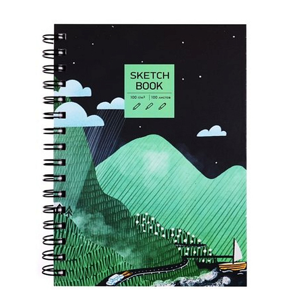 АЛЬБОМ Д/ РИС. /СКЕТЧБУК/, 100 Л, А5, GREEN WORLD, ТВ. ОБЛ. МАТ. ЛАМ. Е/С /20/