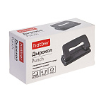 ДЫРОКОЛ ДО 12 Л. ХАТБЕР RECORD, МЕТАЛЛ. С  ЛИНЕЙКОЙ, ЧЕРНЫЙ /12/