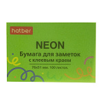 БЛОК Д/ЗАПИСИ 76*51 ММ, 100Л, ХАТБЕР NEON, ЗЕЛЕНЫЙ /12/