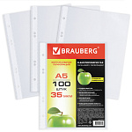 ФАЙЛ-ВКЛАДЫШ А5, BRAUBERG, ВЕРТИКАЛЬНЫЙ, 35 МКМ, 100ШТ/УПАК /20/