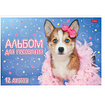 АЛЬБОМ Д/РИС. 12 Л. А4, ХАТБЕР. ЛЮБИМЫЕ ХВОСТИКИ, НА СКОБЕ /9/90/